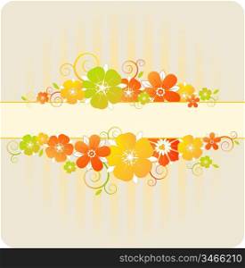 striped background with red and orange flowers