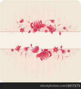 striped background with red roses
