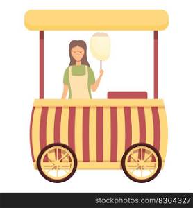 Striped cart icon cartoon vector. Street machine. Food shop. Striped cart icon cartoon vector. Street machine