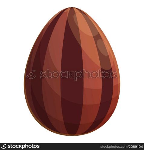 Striped chocolate egg icon cartoon vector. Easter milk candy. Golden egg. Striped chocolate egg icon cartoon vector. Easter milk candy
