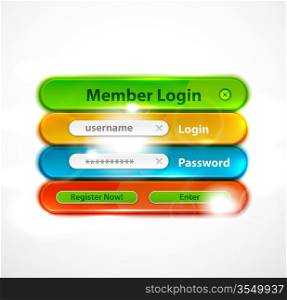 Striped colorful web login form, block style