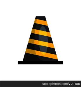Striped cone icon. Flat illustration of striped cone vector icon for web. Striped cone icon, flat style