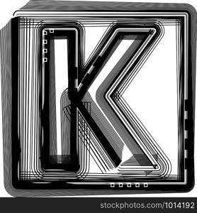 Striped Font Letter K