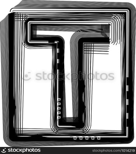 Striped Font Letter T