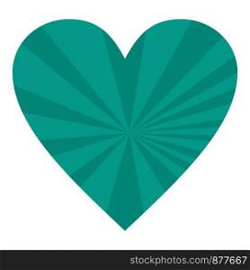 Striped green heart icon. Flat illustration of striped green heart vector icon for web design. Striped green heart icon, flat style