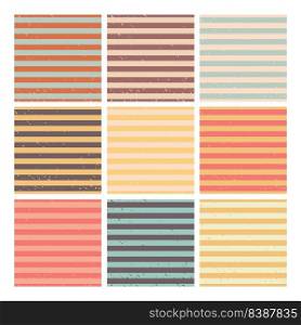 Striped grunge seamless pattern set vector. Shabby retro backgrounds with stripes. Bunch aged templates for design and filling. Striped grunge seamless pattern set vector
