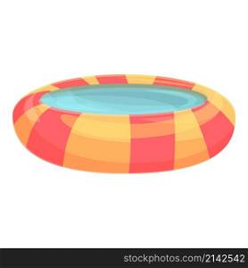 Striped inflatable pool icon cartoon vector. Float beach. Sea rubber. Striped inflatable pool icon cartoon vector. Float beach