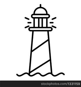 Striped lighthouse icon. Outline striped lighthouse vector icon for web design isolated on white background. Striped lighthouse icon, outline style