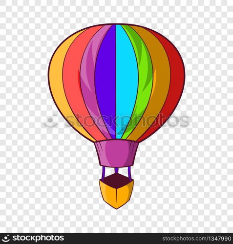 Striped multicolored aerostat balloon icon in cartoon style on a background for any web design . Striped multicolored aerostat balloon icon