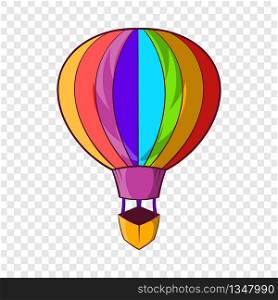 Striped multicolored aerostat balloon icon in cartoon style on a background for any web design . Striped multicolored aerostat balloon icon