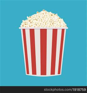 Striped red and white bag of popcorn. Vector illustration in flat style. bag of popcorn