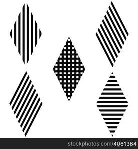 Striped rhombus diagonal, horizontal, vertical and cross stripes, vector for print or website design. Striped rhombus