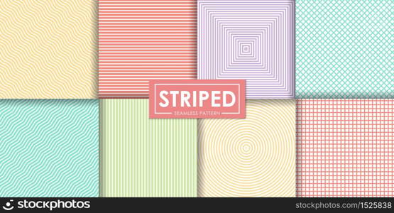 Striped seamless pattern vector collection, Decorative wallpaper.