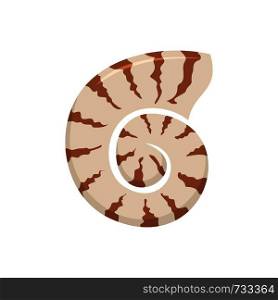 Striped shell icon. Flat illustration of striped shell vector icon for web. Striped shell icon, flat style