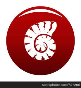 Striped shell icon. Simple illustration of striped shell vector icon for any design red. Striped shell icon vector red