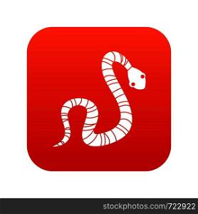 Striped snake icon digital red for any design isolated on white vector illustration. Striped snake icon digital red
