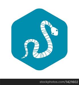 Striped snake icon. Simple illustration of striped snake vector icon for web. Striped snake icon, simple style