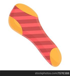 Striped sock icon. Cartoon of striped sock vector icon for web design isolated on white background. Striped sock icon, cartoon style