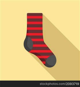 Striped sock icon flat vector. Fashion sock. Cotton item. Striped sock icon flat vector. Fashion sock