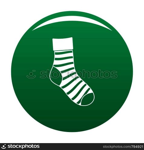 Striped sock icon. Simple illustration of striped sock vector icon for any design green. Striped sock icon vector green