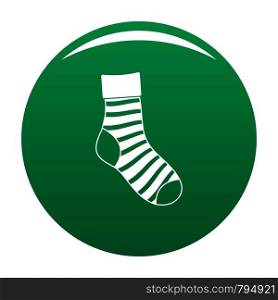 Striped sock icon. Simple illustration of striped sock vector icon for any design green. Striped sock icon vector green