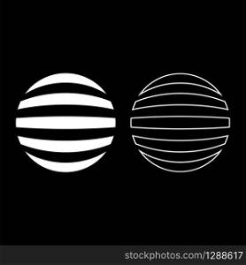 Striped sphere Concept globe Abstract ball icon outline set white color vector illustration flat style simple image. Striped sphere Concept globe Abstract ball icon outline set white color vector illustration flat style image
