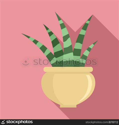 Striped succulent icon. Flat illustration of striped succulent vector icon for web design. Striped succulent icon, flat style