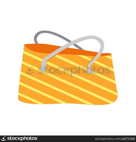 Striped Summer Beach Bag. Orange and white striped summer beach bag. Vector isolated