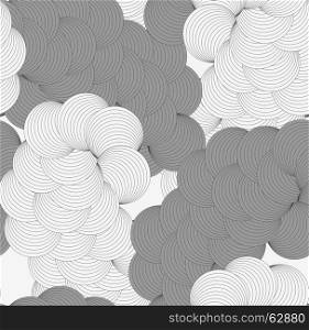Striped swirling shapes.Black and white geometrical repainting pattern. Seamless design for fashion fabric textile. Vector background with simple geometrical shapes.