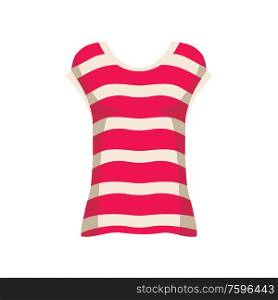 Striped T-shirt isolated on a white background. Fashion women clothes. Vector flat illustration.