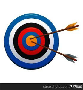 Striped target icon. Cartoon illustration of striped target vector icon for web. Striped target icon, cartoon style