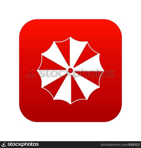 Striped umbrella icon digital red for any design isolated on white vector illustration. Striped umbrella icon digital red