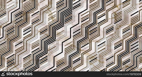 Stripes pattern with polygonal shape elegant of gray background and gold marble texture