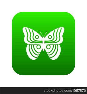 Stripped butterfly icon digital green for any design isolated on white vector illustration. Stripped butterfly icon digital green