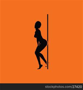 Stripper night club icon. Orange background with black. Vector illustration.