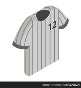 Stripy baseball t-shirt with number isometric 3d icon on a white background. Stripy baseball t-shirt with number icon