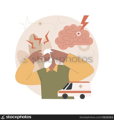 Stroke abstract concept vector illustration. Cardiovascular condition, stroke diagnosis, headache, oxygen-deprived brain, first aid, medical emergency, clinic treatment abstract metaphor.. Stroke abstract concept vector illustration.