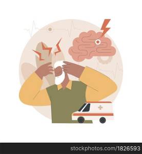 Stroke abstract concept vector illustration. Cardiovascular condition, stroke diagnosis, headache, oxygen-deprived brain, first aid, medical emergency, clinic treatment abstract metaphor.. Stroke abstract concept vector illustration.