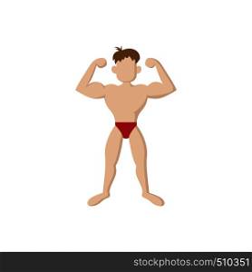 Strong athlete icon in cartoon style on a white background . Strong athlete icon, cartoon style