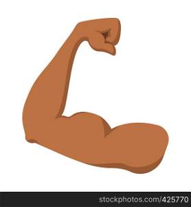 Strong biceps cartoon icon on a white background. Mans arm. Strong biceps cartoon icon