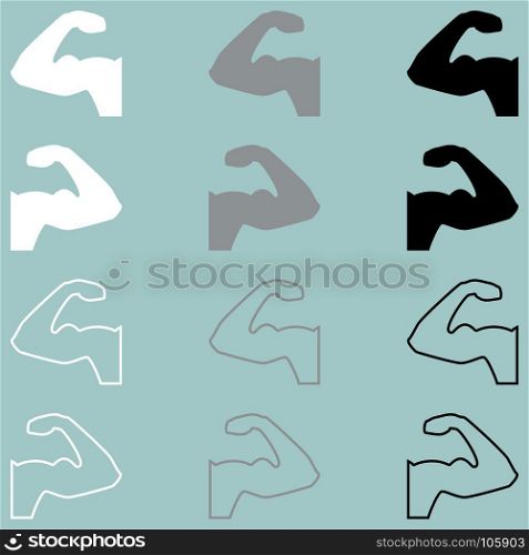 Strong hand bodybuilder flat and path icon.. Strong hand bodybuilder flat and path icon set.