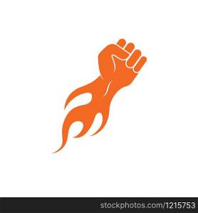 strong hand with hot fire vector illustration design