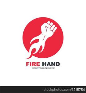strong hand with hot fire vector illustration design