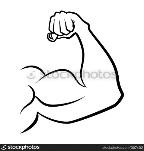 Strong hand with muscles. Vector handdrawn icon. Hand muscle linear illustration. Strong hand with muscles. Vector handdrawn icon