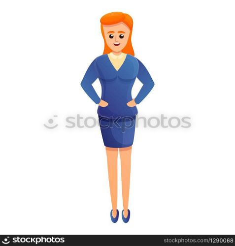 Strong insurance woman icon. Cartoon of strong insurance woman vector icon for web design isolated on white background. Strong insurance woman icon, cartoon style