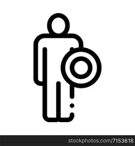 Strong Man With Shield Icon Vector. Outline Strong Man With Shield Sign. Isolated Contour Symbol Illustration. Strong Man With Shield Icon Vector Outline Illustration