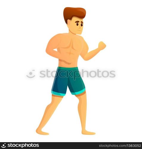Strong mma boy icon. Cartoon of strong mma boy vector icon for web design isolated on white background. Strong mma boy icon, cartoon style