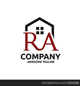 strong modern letter R and A with roofing style. real estate logo concept