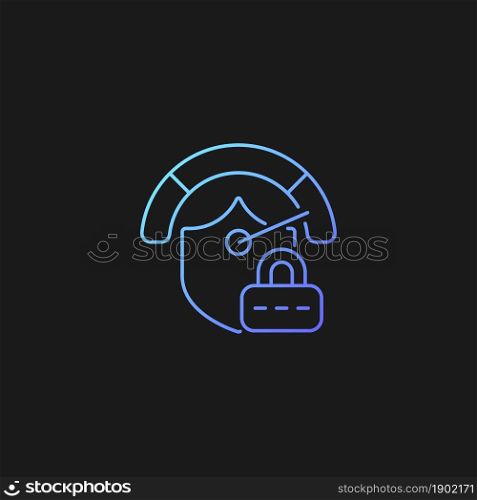 Strong password gradient vector icon for dark theme. Safeguard for data. Secure system. Password management. Thin line color symbol. Modern style pictogram. Vector isolated outline drawing. Strong password gradient vector icon for dark theme