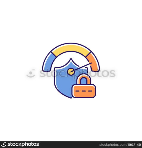 Strong password RGB color icon. Safeguard for confidential data. Internet safety measures. Online privacy. Secure system. Password management. Isolated vector illustration. Simple filled line drawing. Strong password RGB color icon